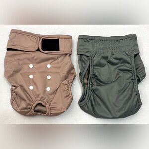 Grecle Reusable Dog Diaper 2 Pack-Brown and Olive-Adjustable Absorbent Leak Free